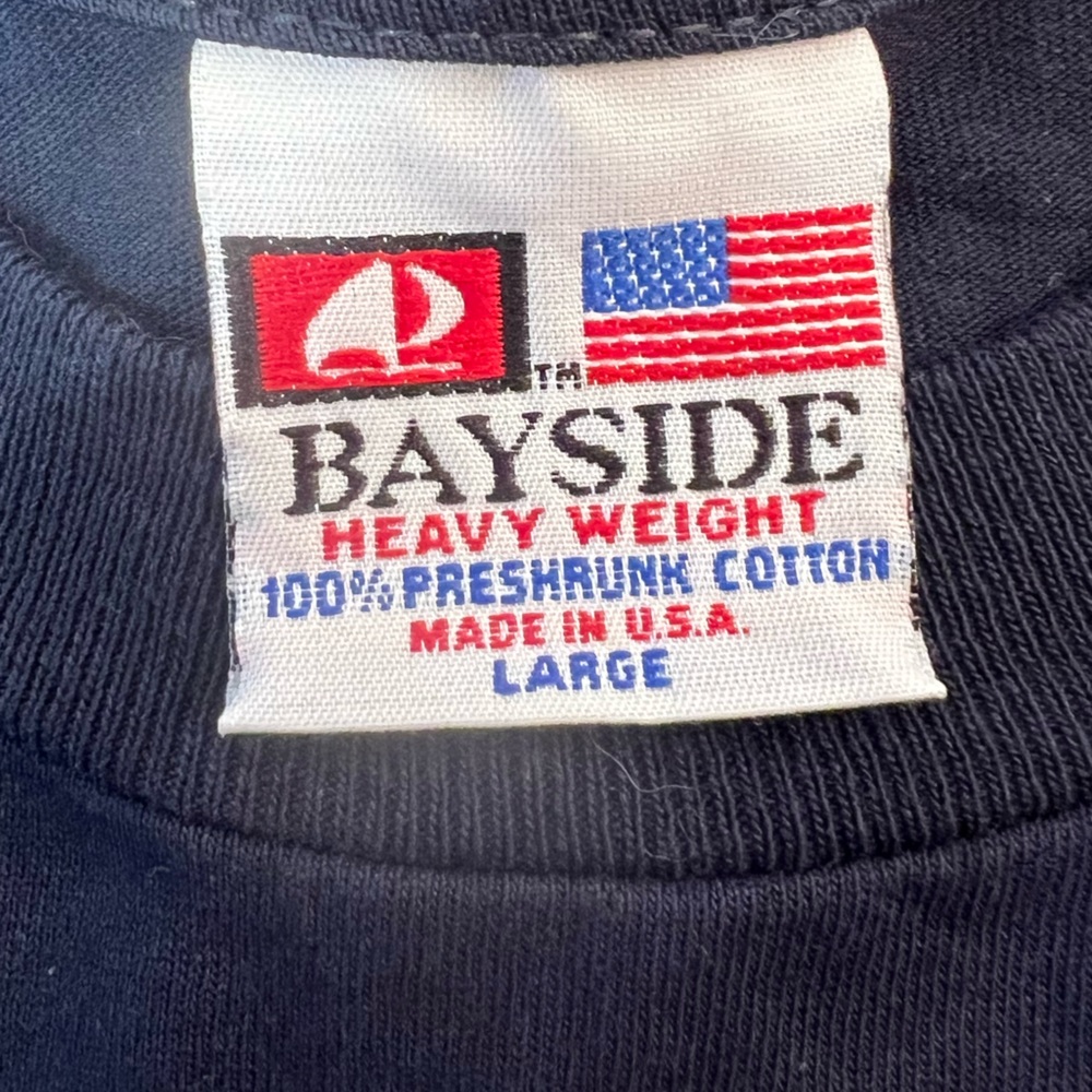 Bayside Navy " Sled Naked" Navy Long Sleeve Graphic Tee Size: Large - Picture 7 of 8